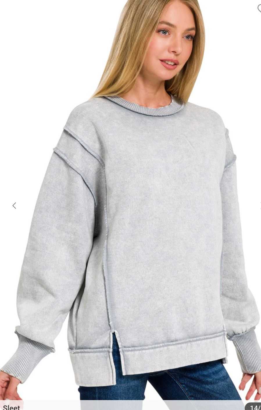 Acid Wash Exposed Seam Fleece Sweatshirt
