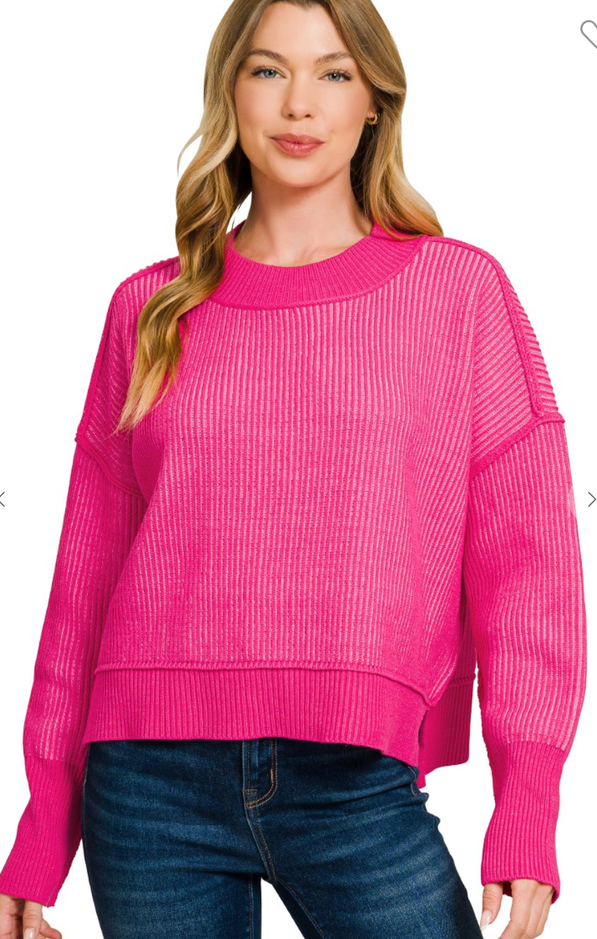 Exposed Seam Two Tone Sweater