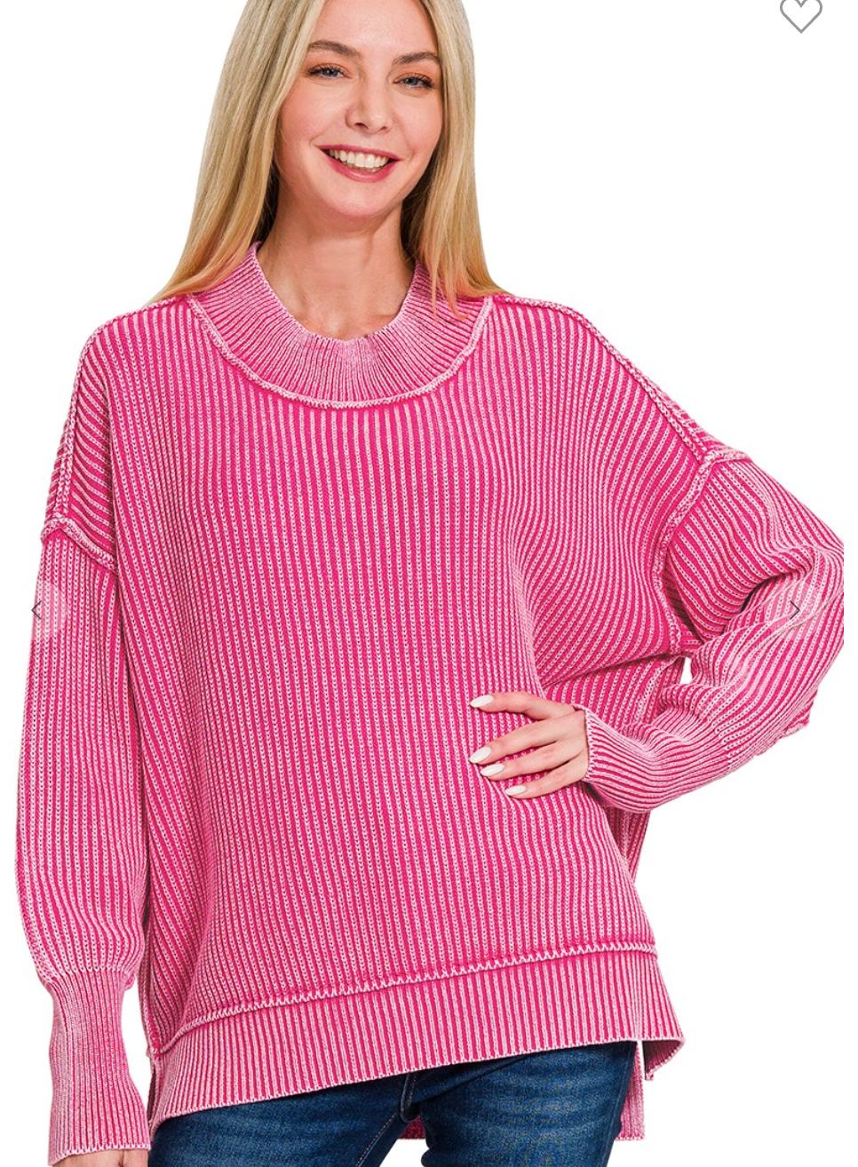 Washed Side Slit Oversized Sweater