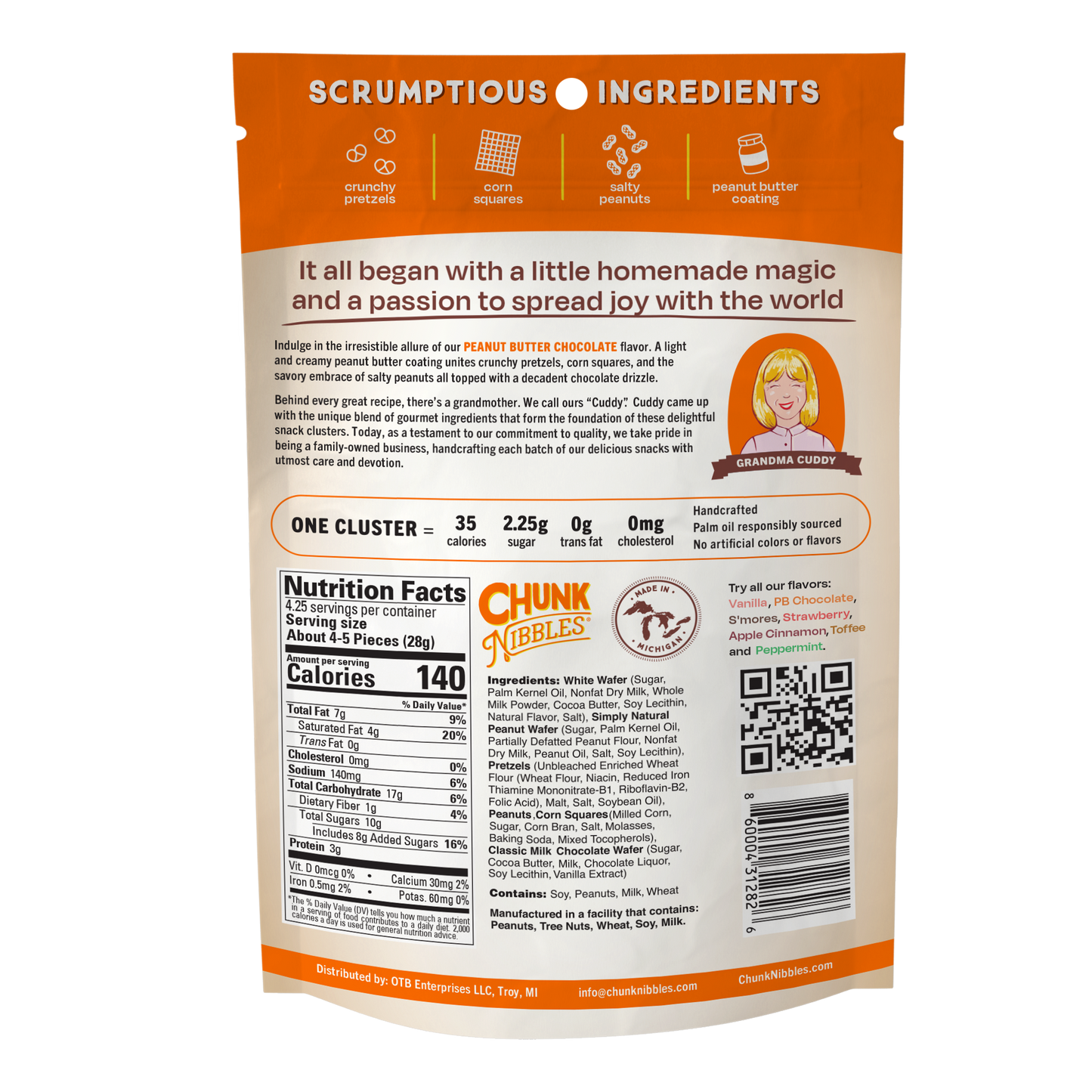 Peanut Butter Chocolate Chunk Nibbles 4.25oz Pouch