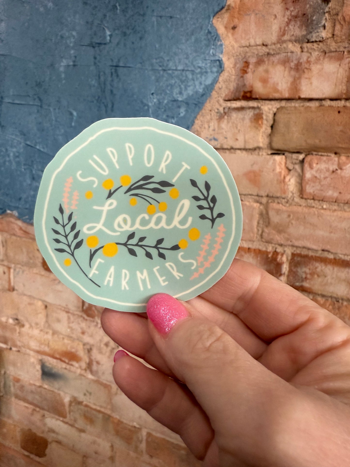 Support Local Farmers Floral Sticker