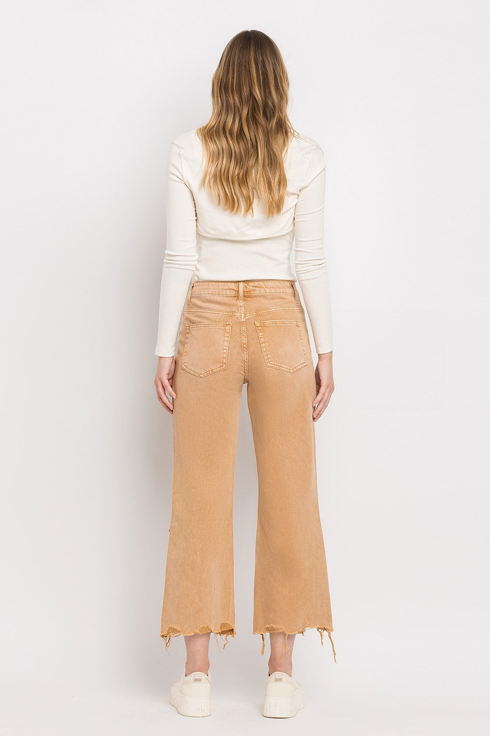 90'S VINTAGE SUPER HIGH RISE CROP FLARE JEANS - Kiss of California