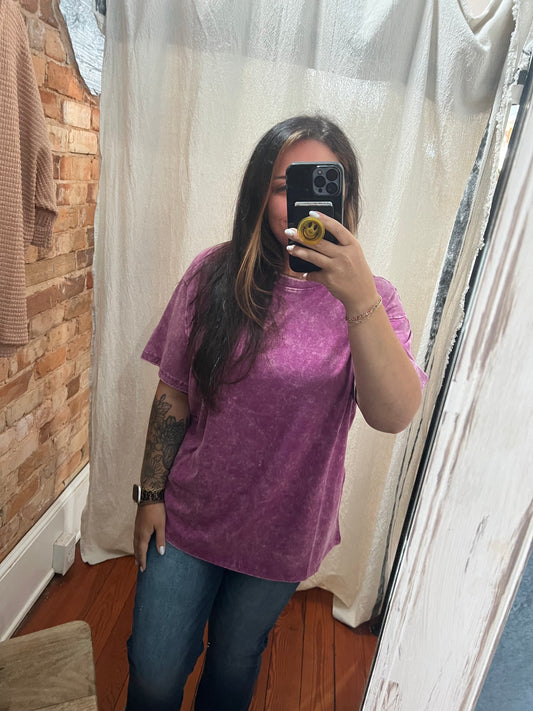 Acid Wash Top Lt Plum