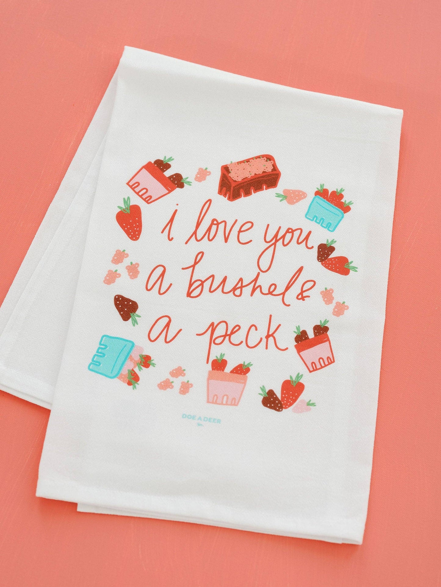Bushel & A Peck Flour Sack Tea Towel | Valentine's Day