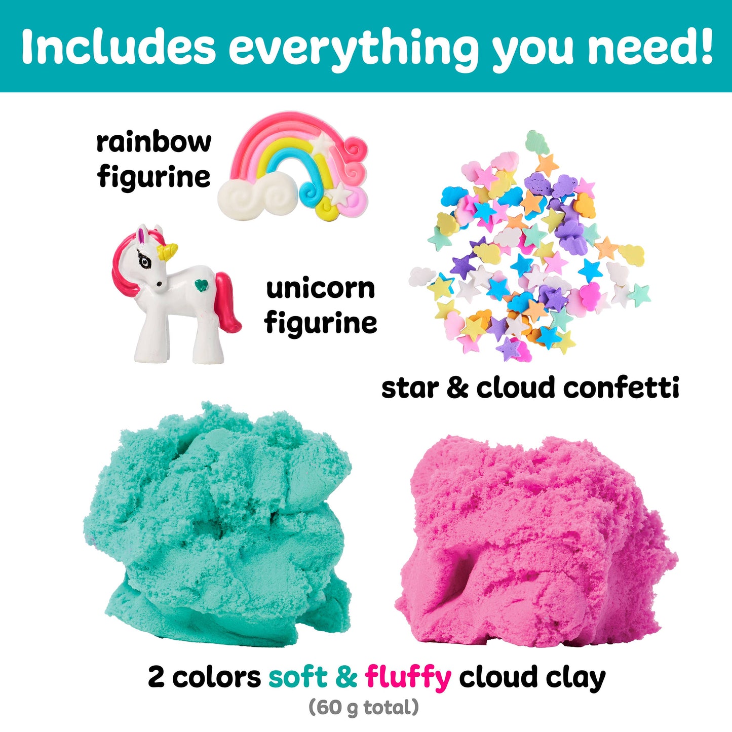 Sensory Mini Play Kit Jar with Cloud Clay: Unicorn
