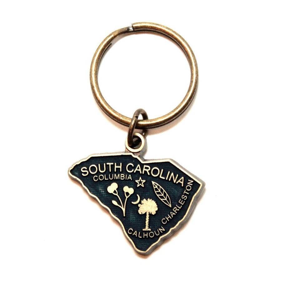 South Carolina State Love Keychain-High Quality Thick Metal: Vanilla