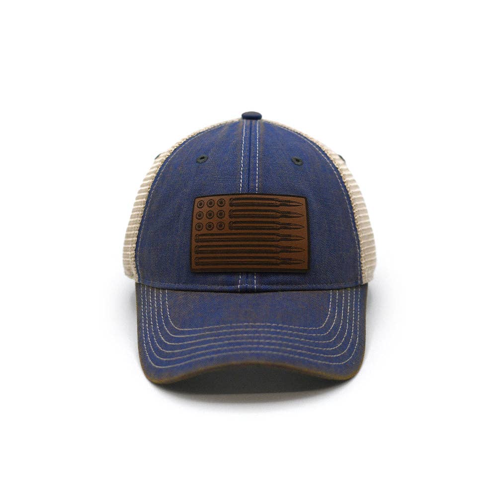 USA Bullet Flag Leather Patch Hat