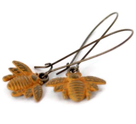 Busy Bee Charm Earrings: Mustard