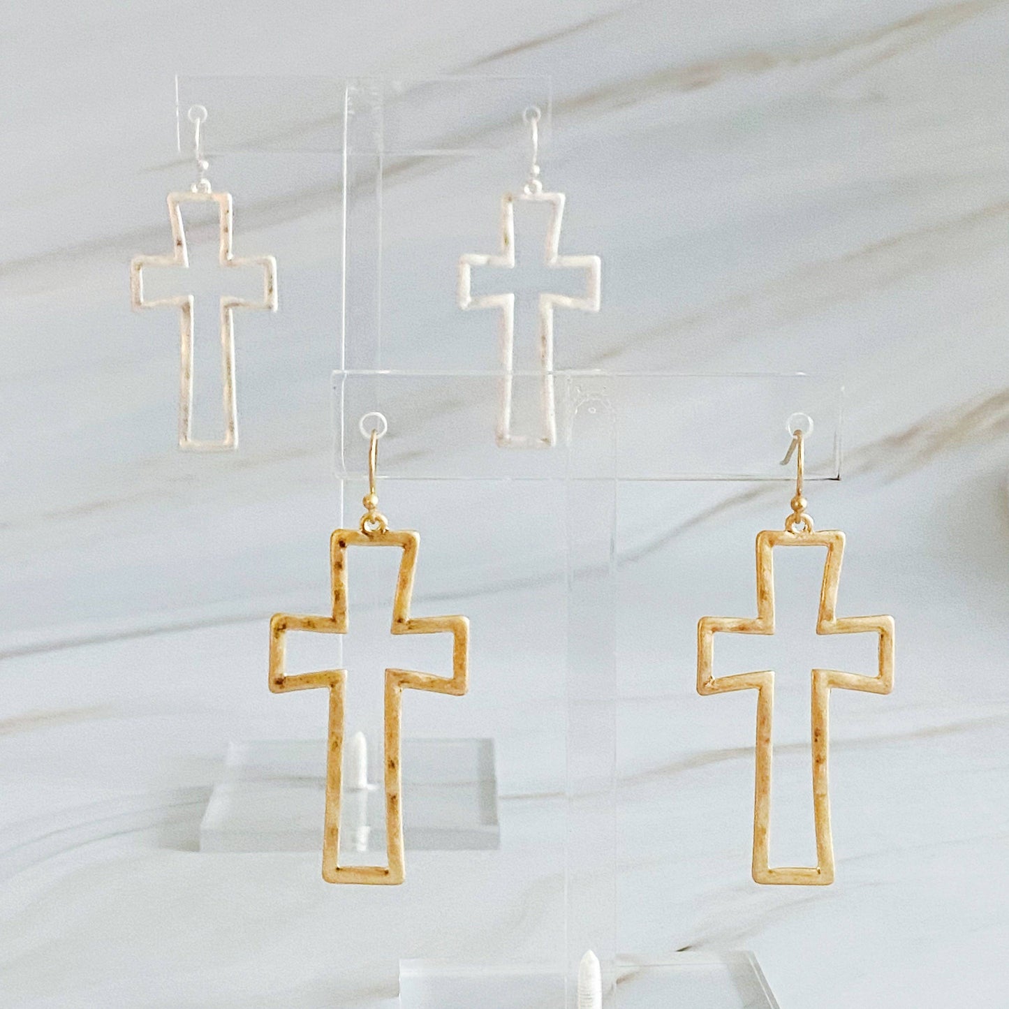 Dangle Cross Outlined Earrings