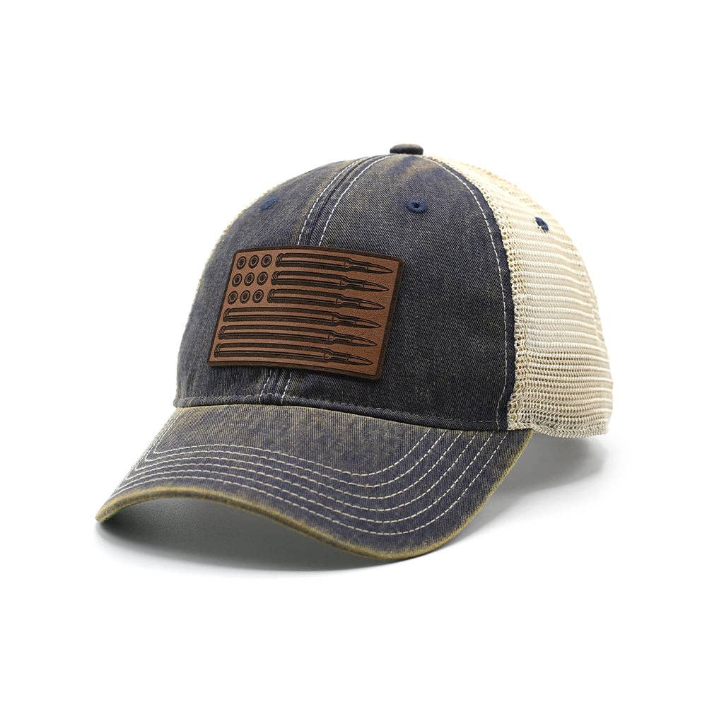 USA Bullet Flag Leather Patch Hat