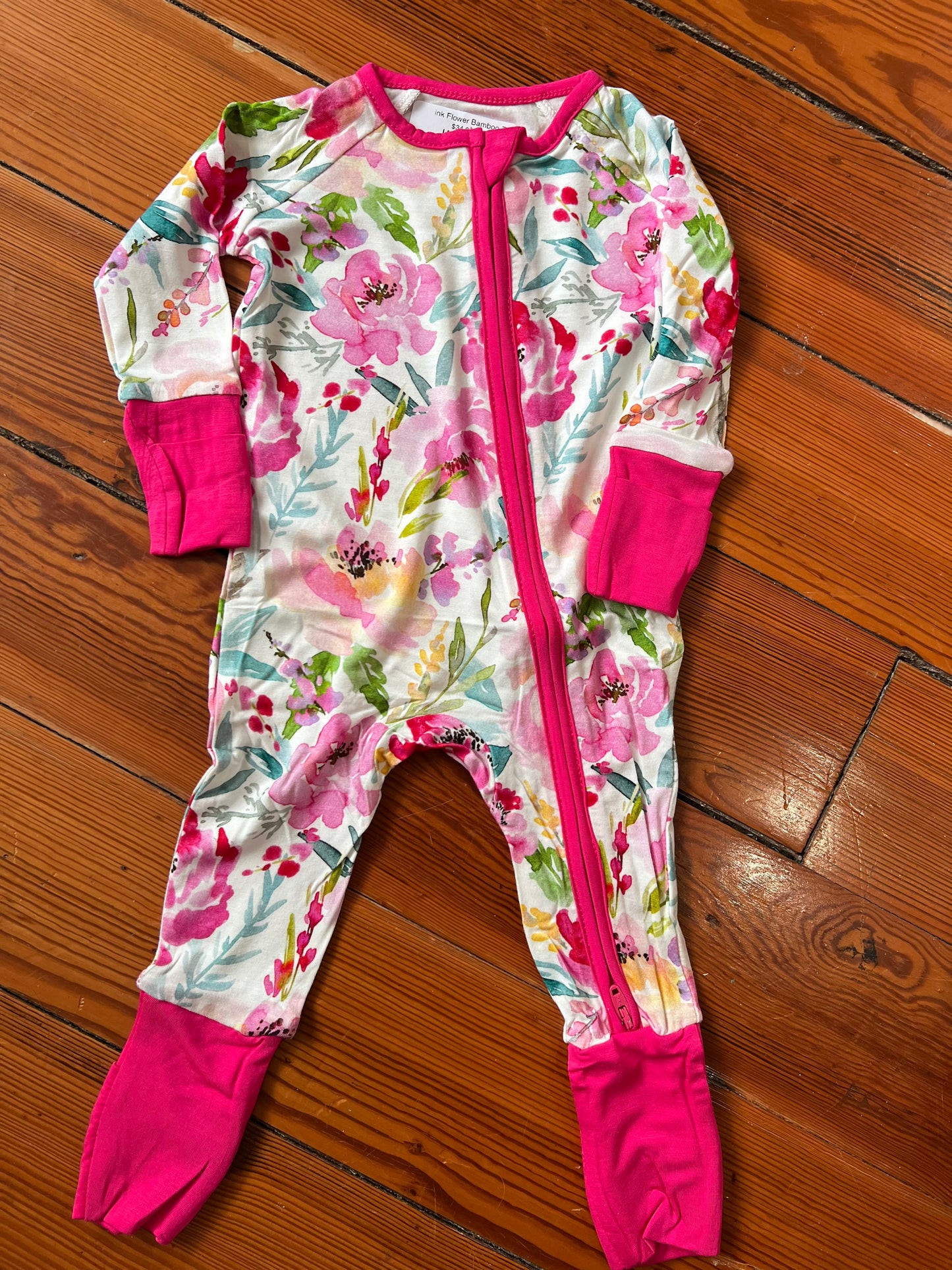 Pink Flower Bamboo Zippy