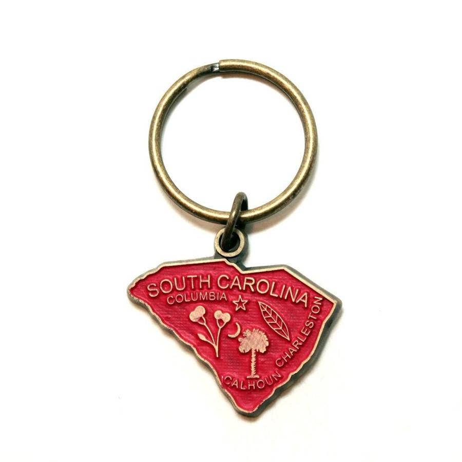 South Carolina State Love Keychain-High Quality Thick Metal: Vanilla