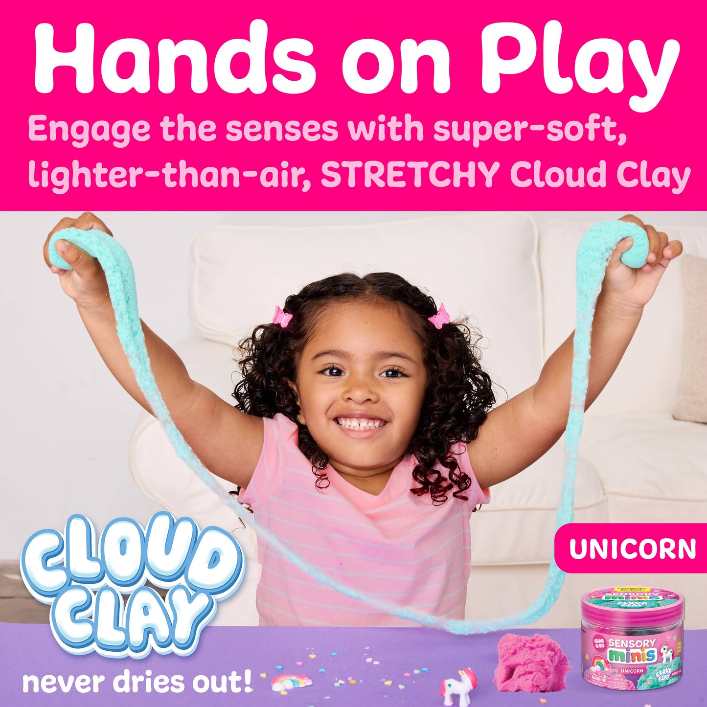 Sensory Mini Play Kit Jar with Cloud Clay: Unicorn