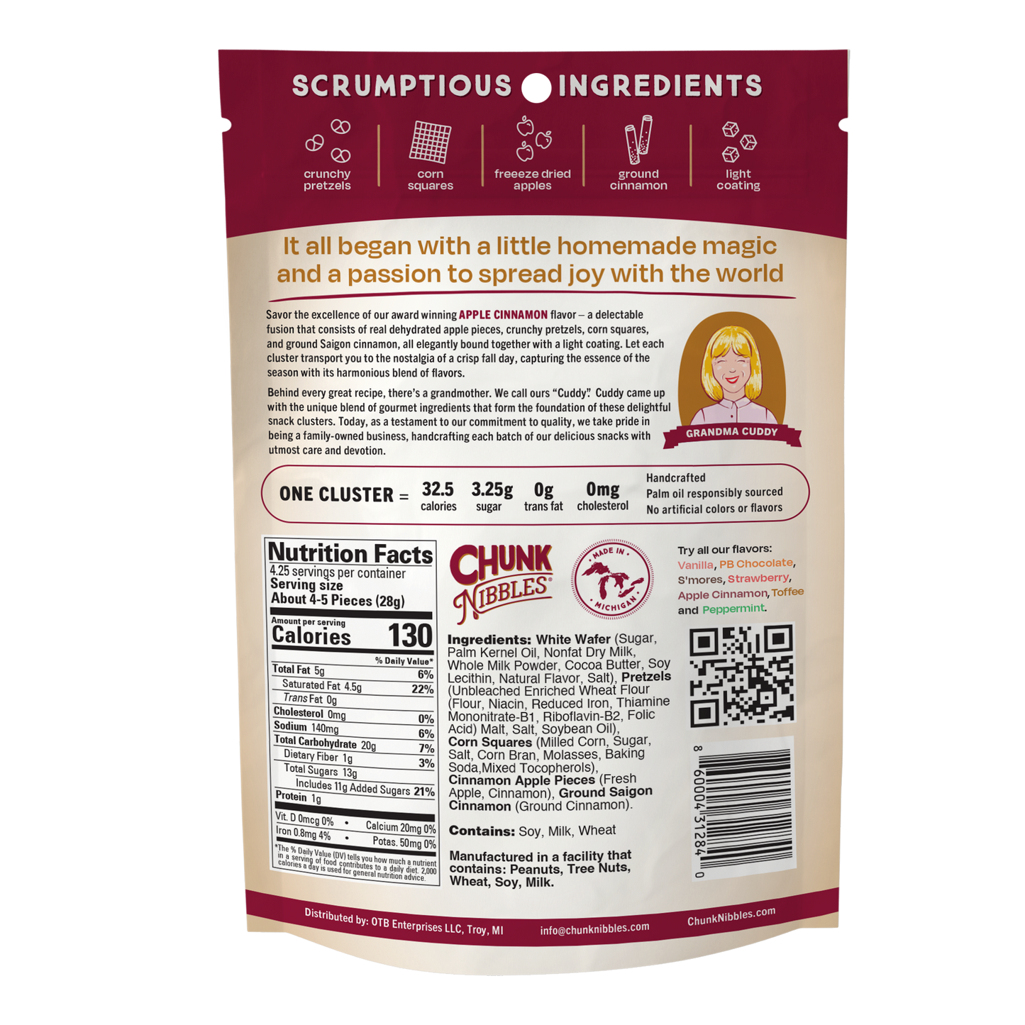 Apple Cinnamon Chunk Nibbles 4.25oz Pouch
