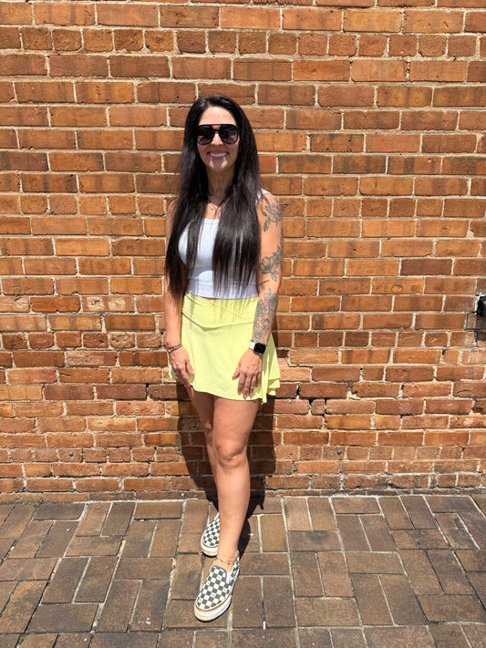 Layered Bottom Activewear Skirt w/Shorts