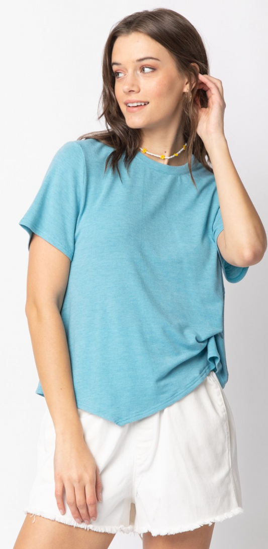 Short Sleeve Twisted Hem Knit Top