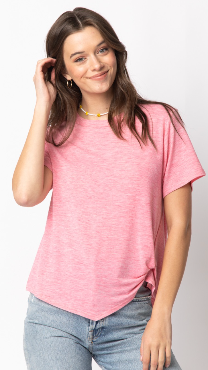 Short Sleeve Twisted Hem Knit Top