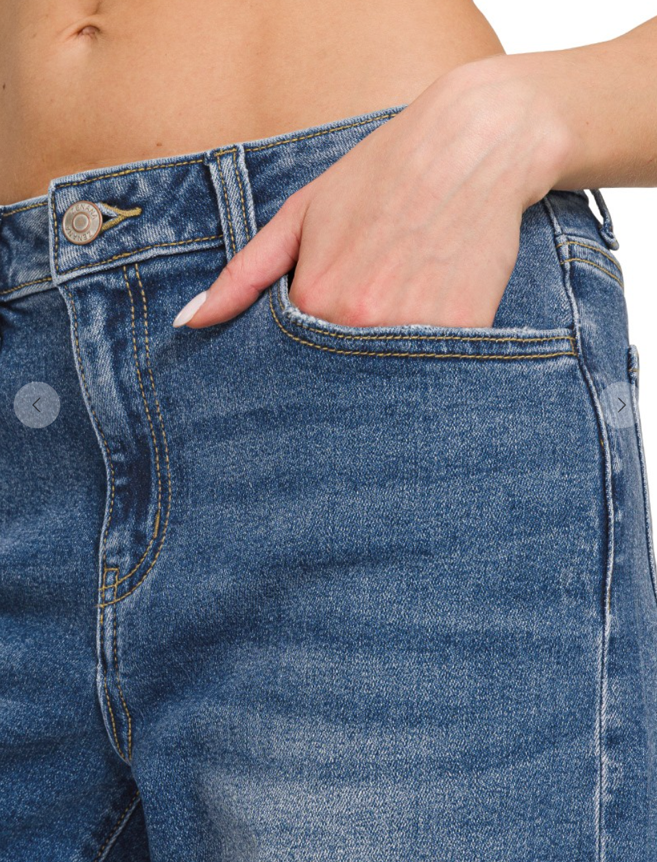 High Waist Straight Leg Medium Wash Jeans