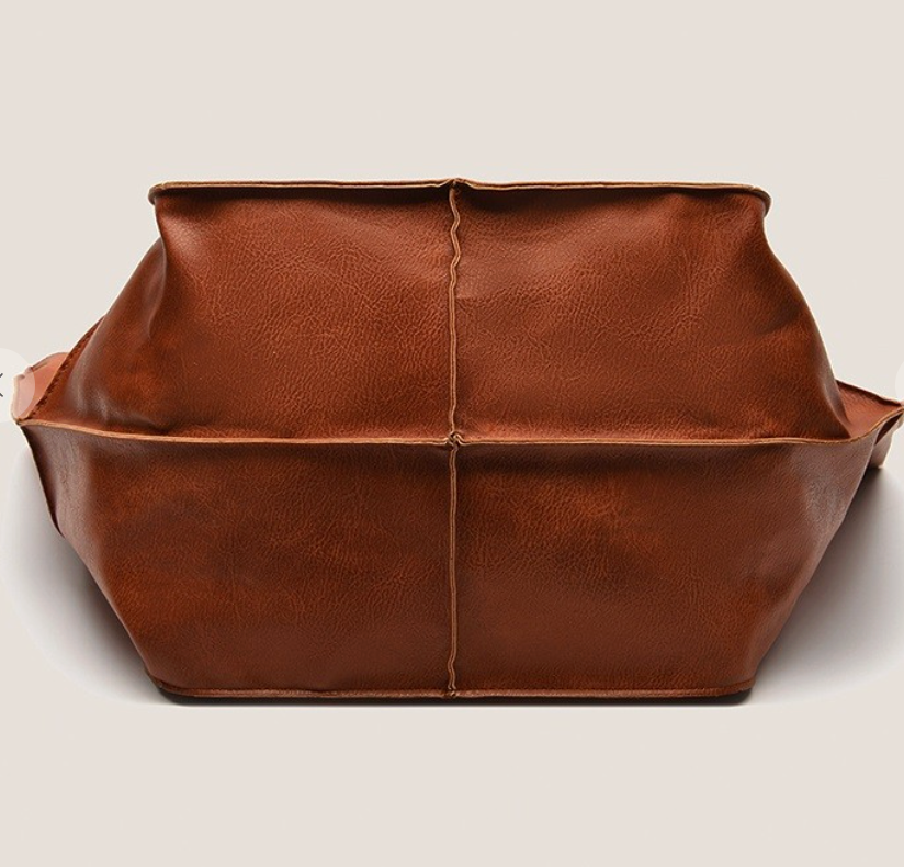 Oversize Large Capacity Soft Vegan Leather Bag - Camel