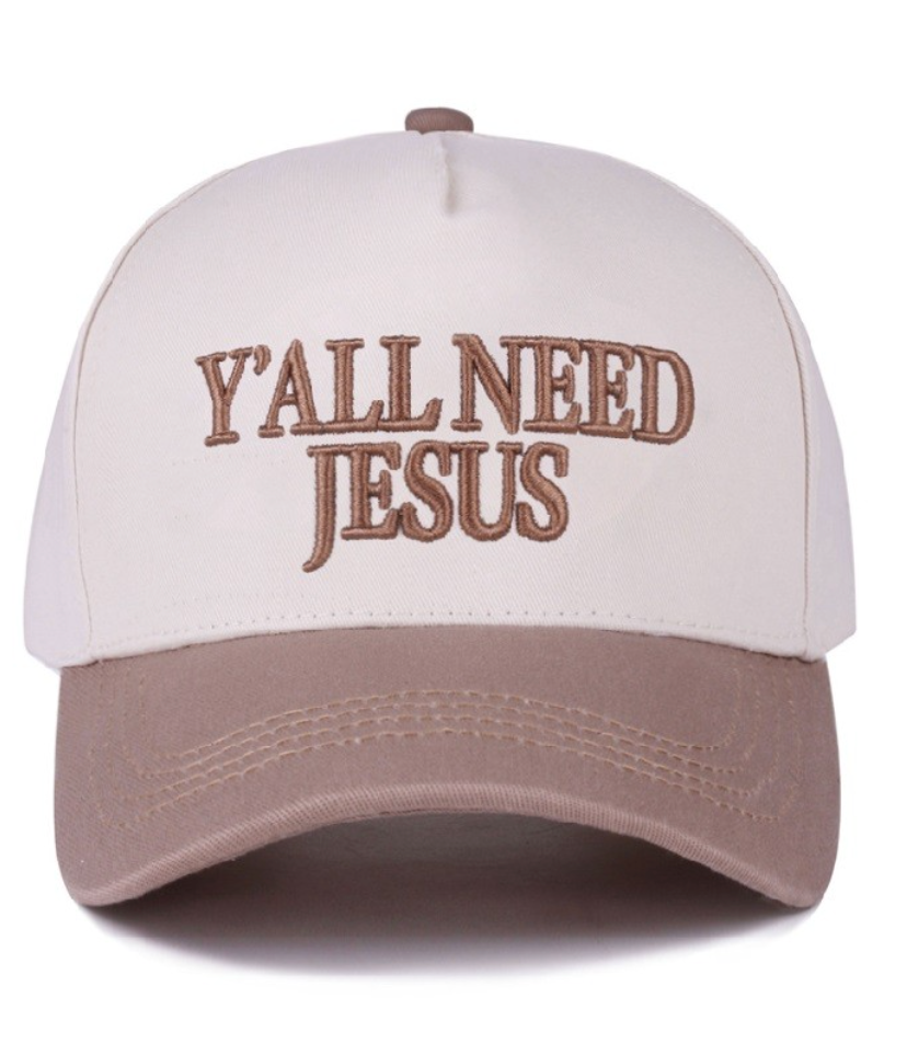 Y'all Need Jesus Two Tone Canvas Cotton Cap