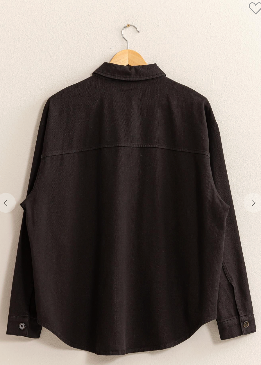 Oversized Button Up Shacket - Black