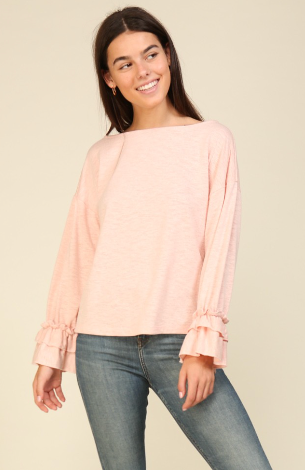 Ruffle Cuff Long Sleeve Top