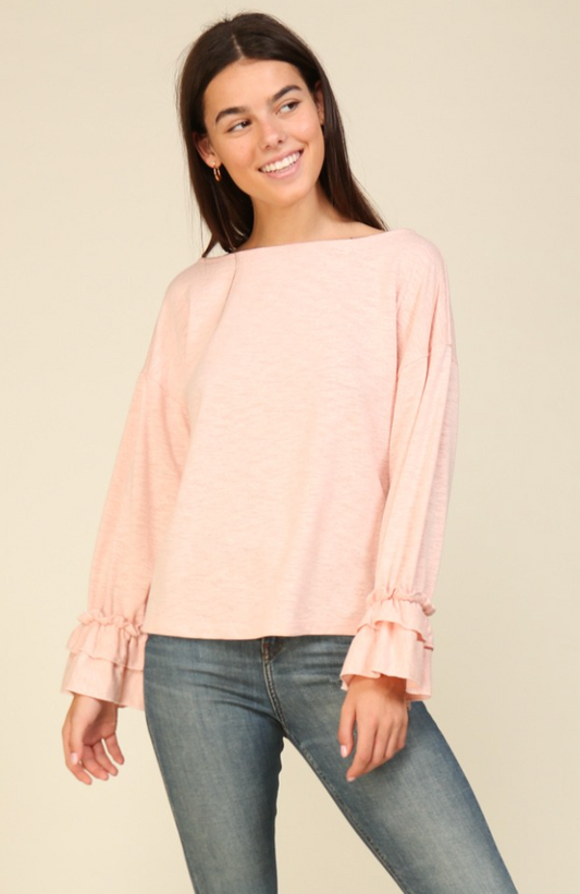 Ruffle Cuff Long Sleeve Top