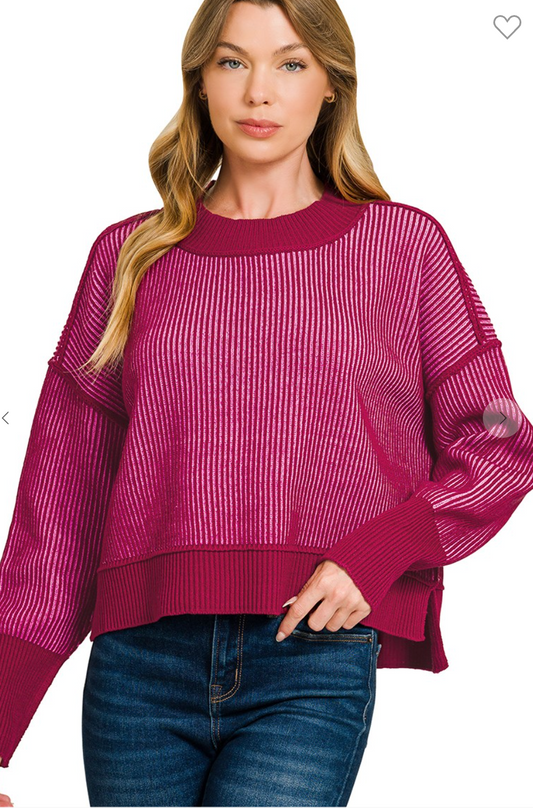 Exposed Seam Two Tone Sweater