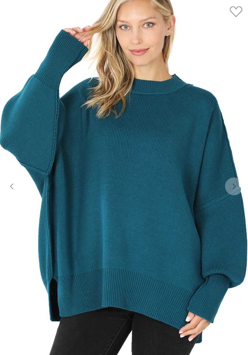 Side Slit Oversized Sweater Teal