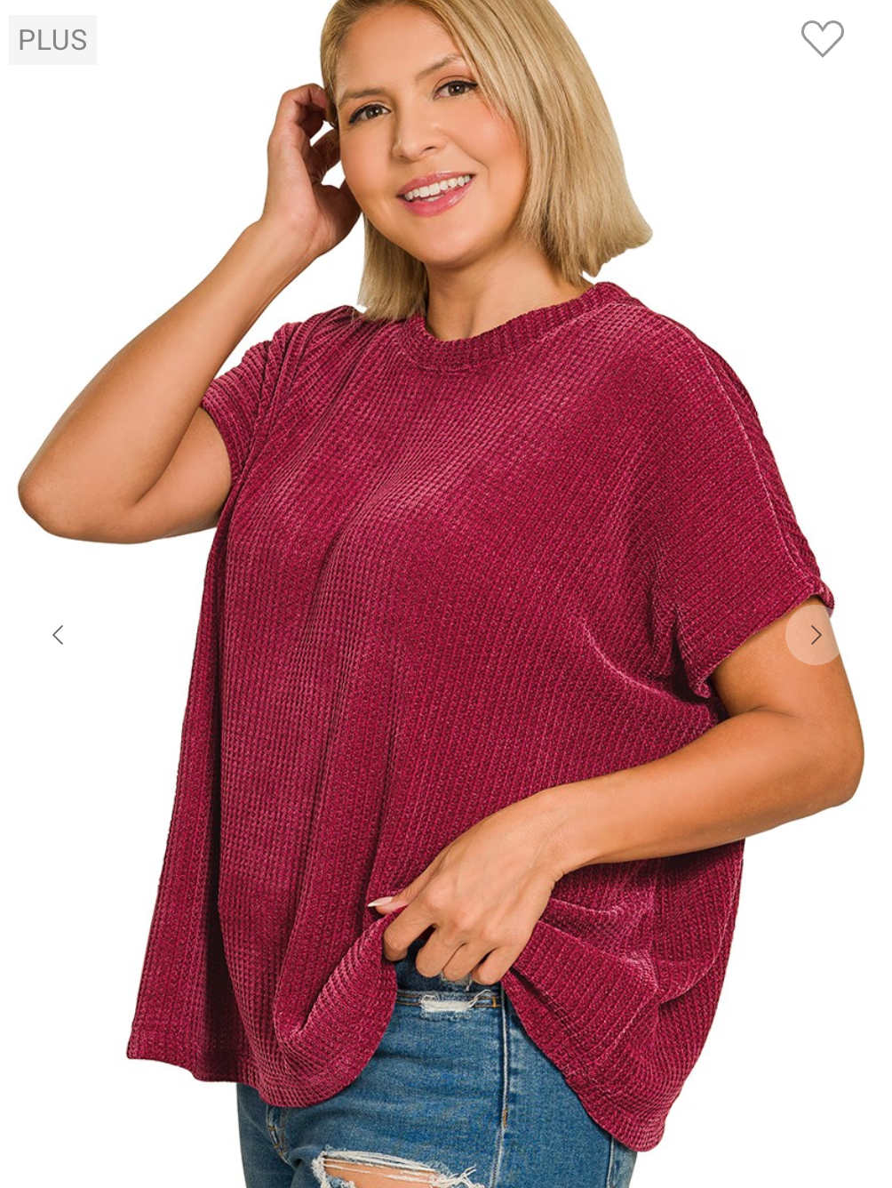 Chenille Waffle Cap Sleeve Sweater Dark Burgundy