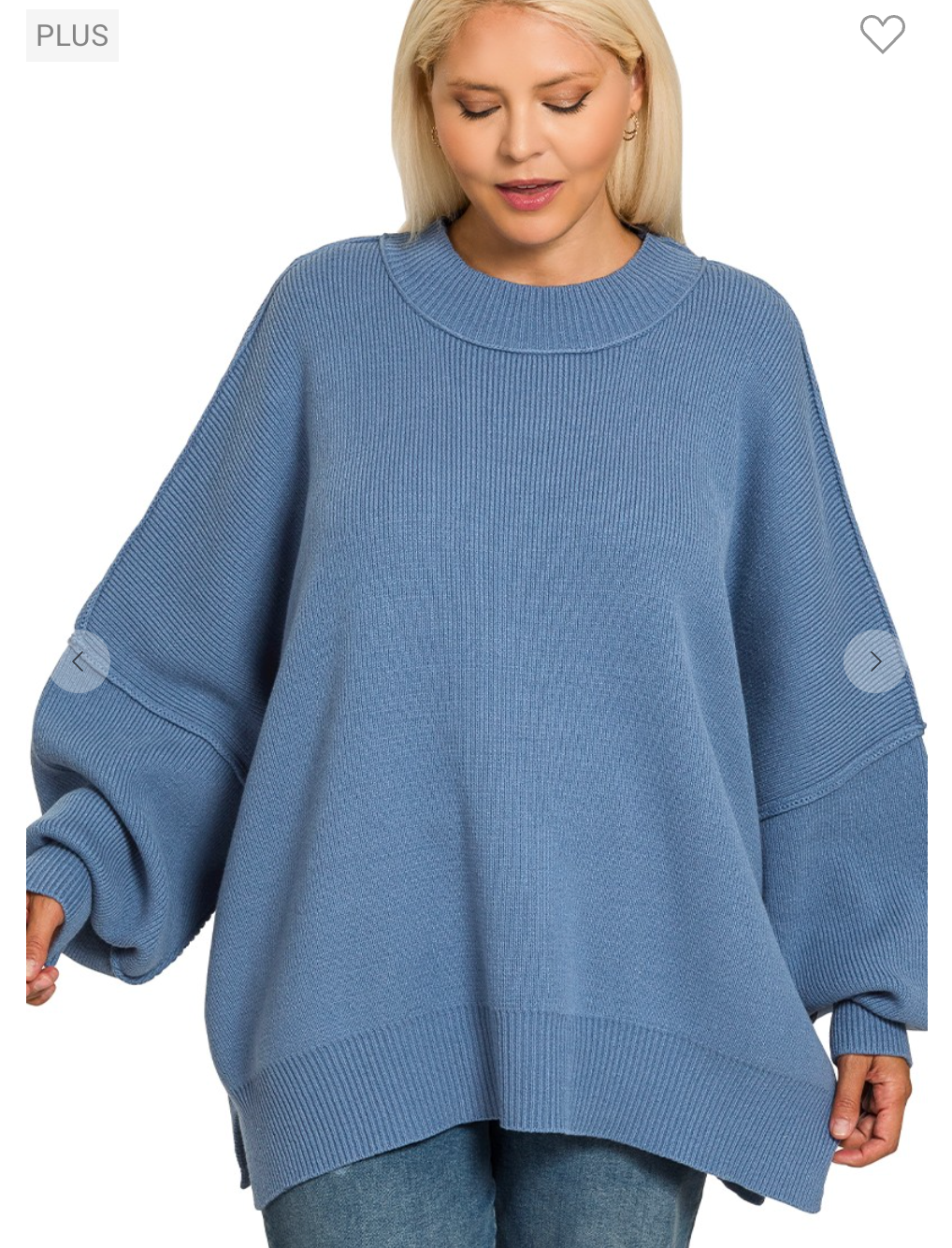 Side Slit Oversized Sweater Dusty Blue