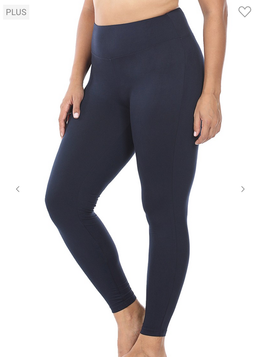 Premium Microfiber Wide  Waistband Leggings Black