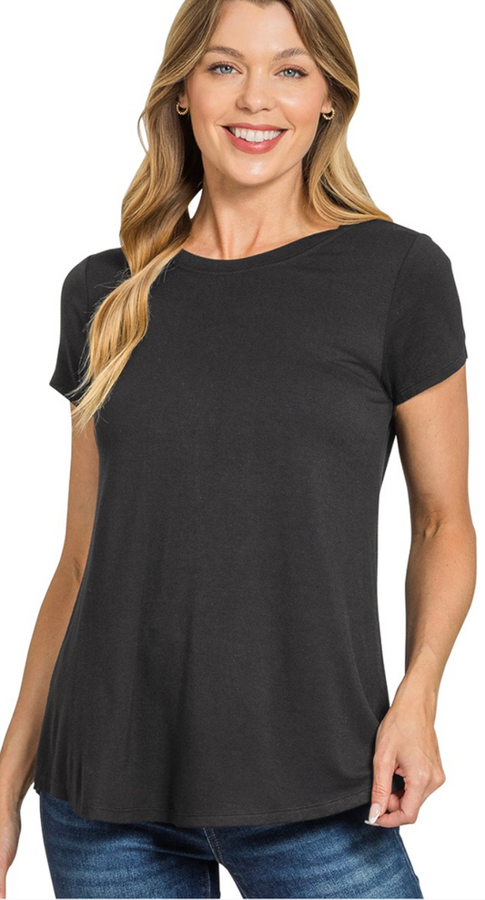 Flowy Round Hew Rayon Short Sleeve Top