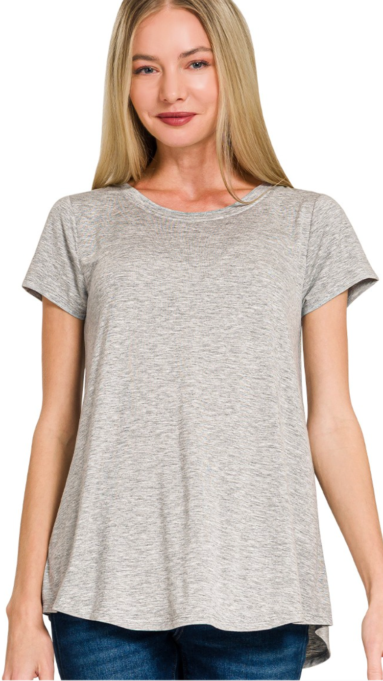Flowy Round Hew Rayon Short Sleeve Top