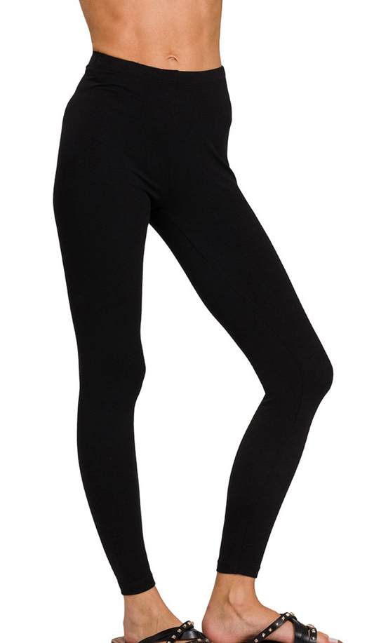 Premium Cotton Full Length Leggings Black
