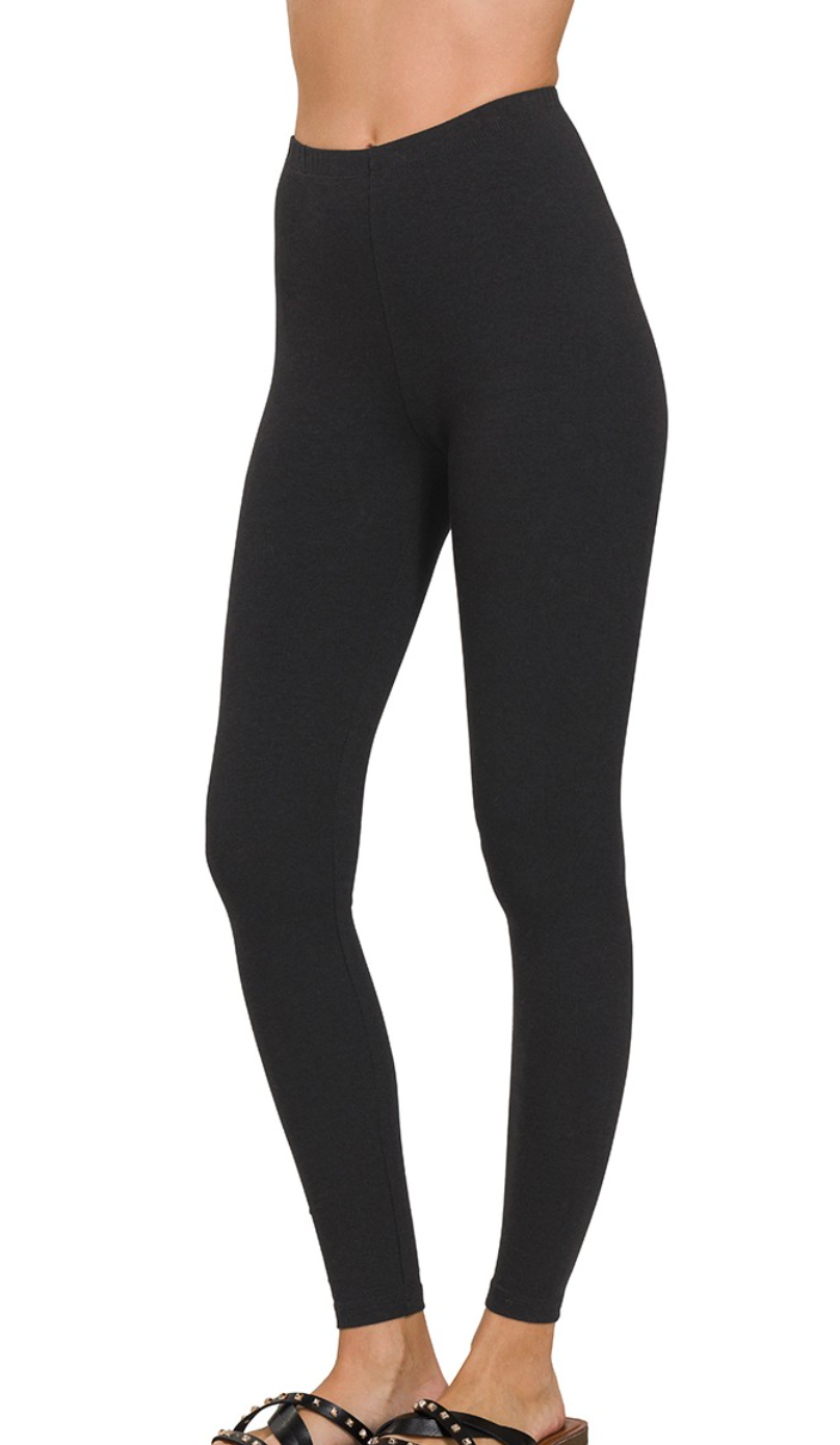 Premium Cotton Full Length Leggings Black