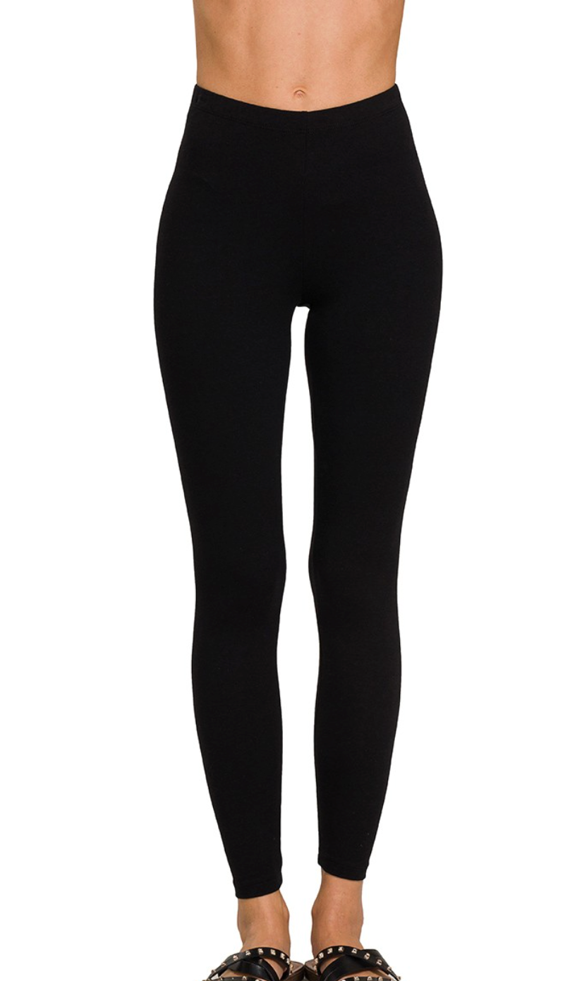Premium Cotton Full Length Leggings Black
