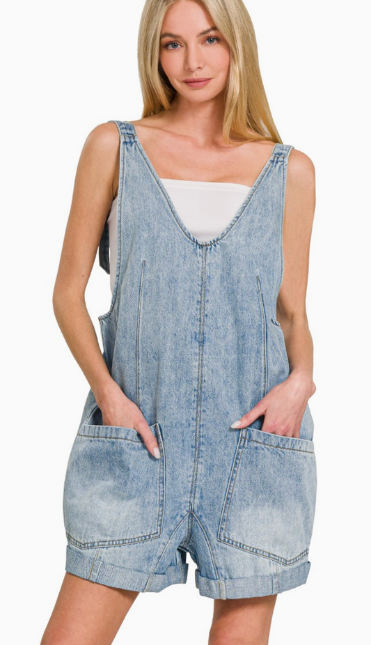 Denim Short Overalls