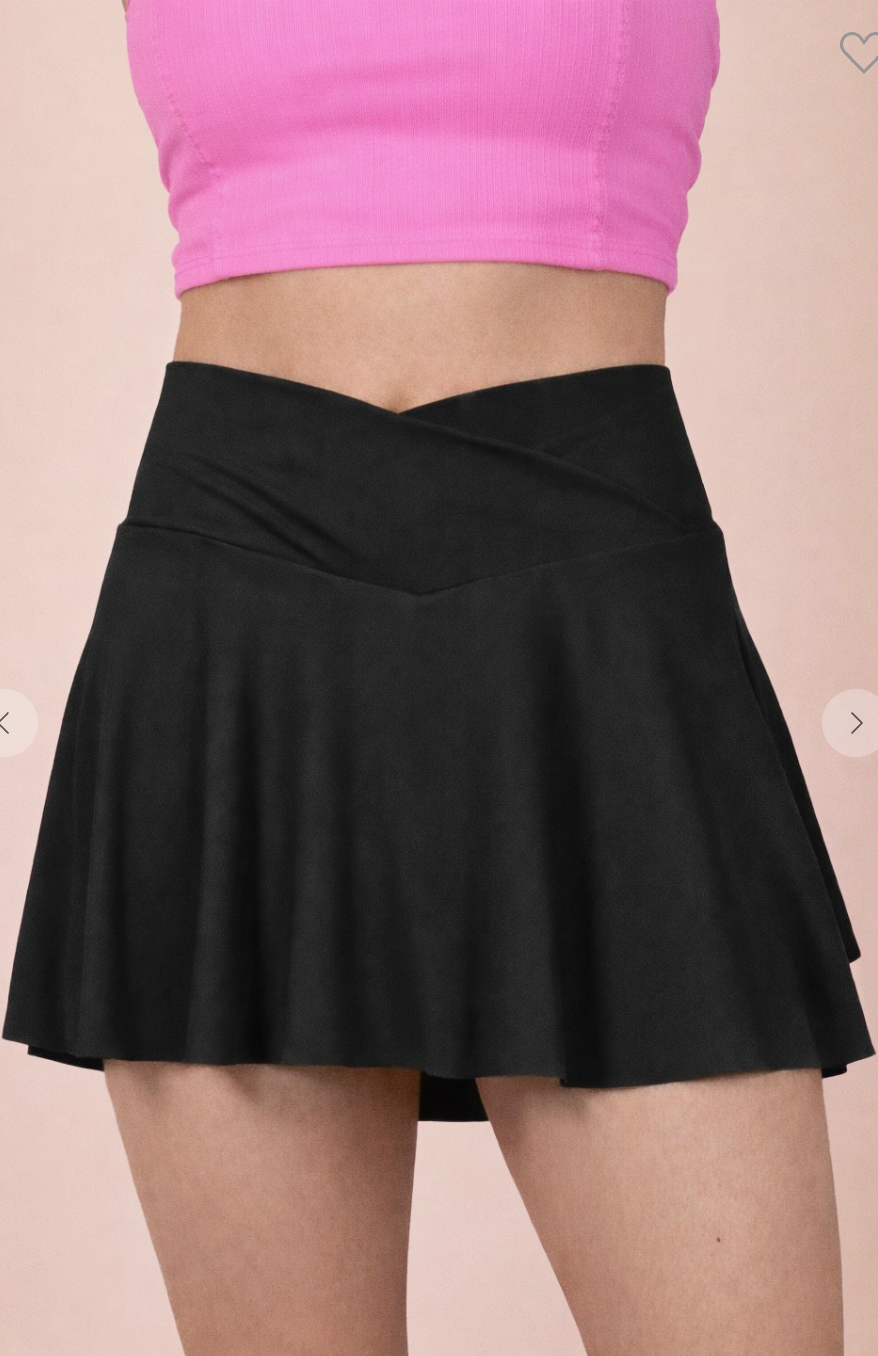 Layered Bottom Activewear Skirt w/Shorts