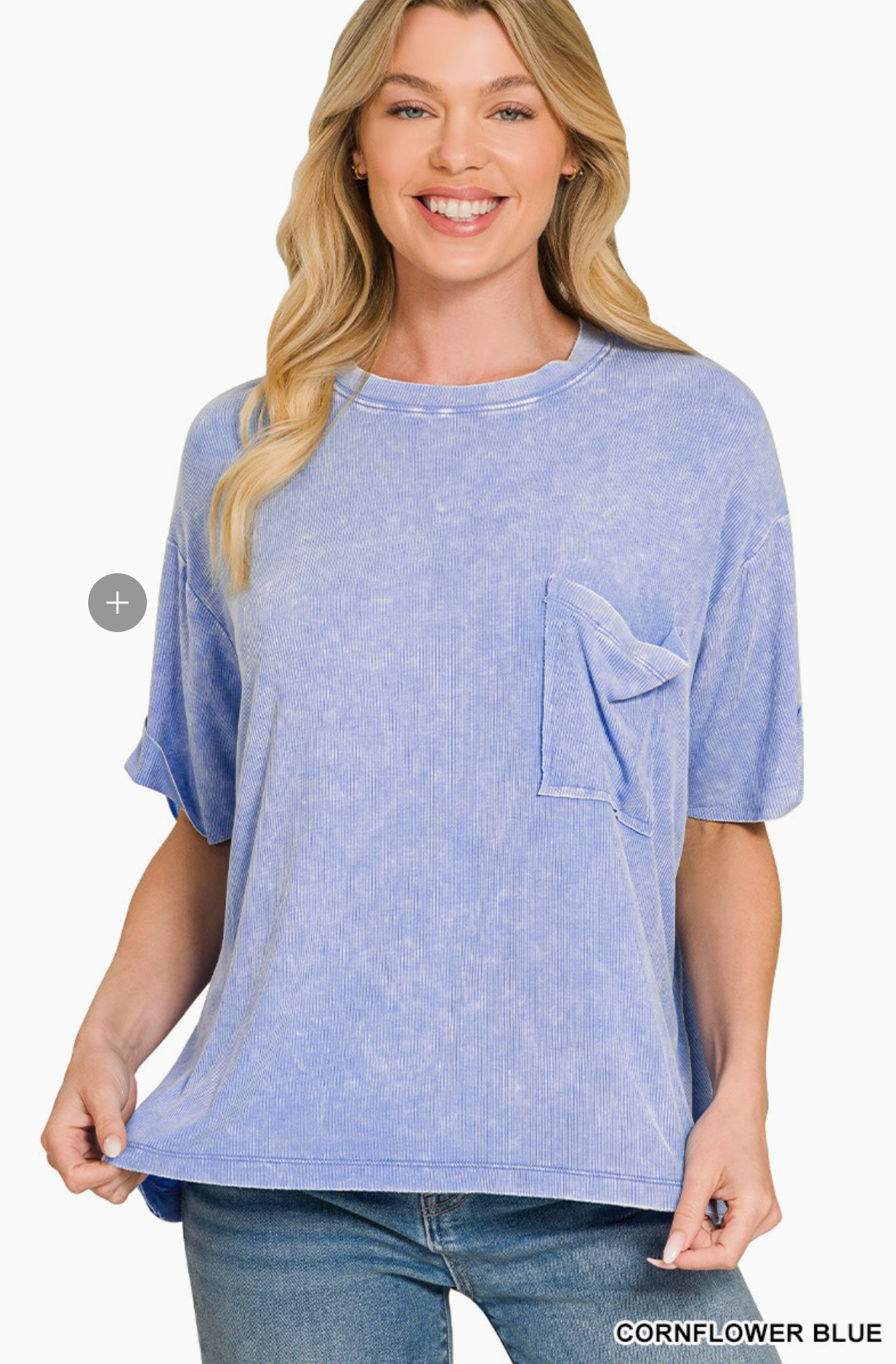 Molly Ribbed Top w/Pocket