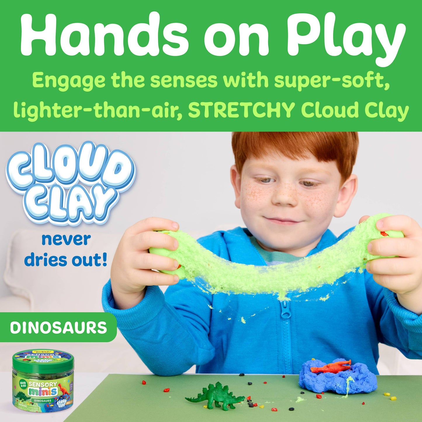 Sensory Mini Play Kit Jar with Cloud Clay: Dinosaur