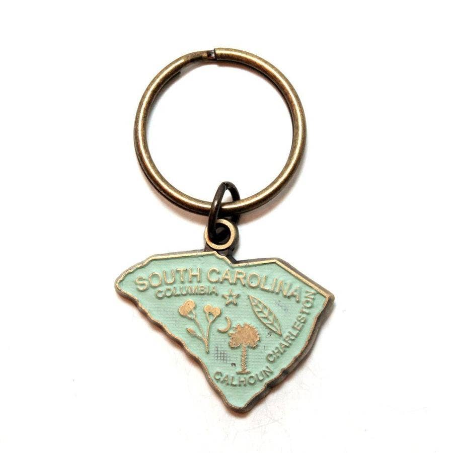 South Carolina State Love Keychain-High Quality Thick Metal: Antique Bronze