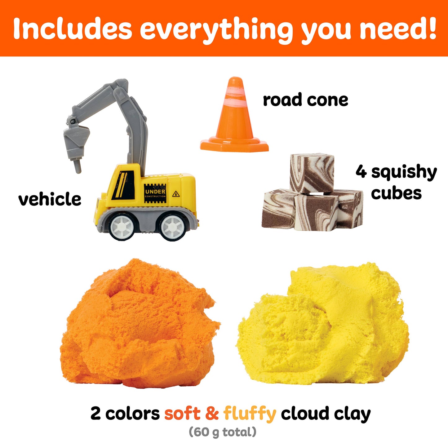 Sensory Mini Play Kit Jar with Cloud Clay: Construction