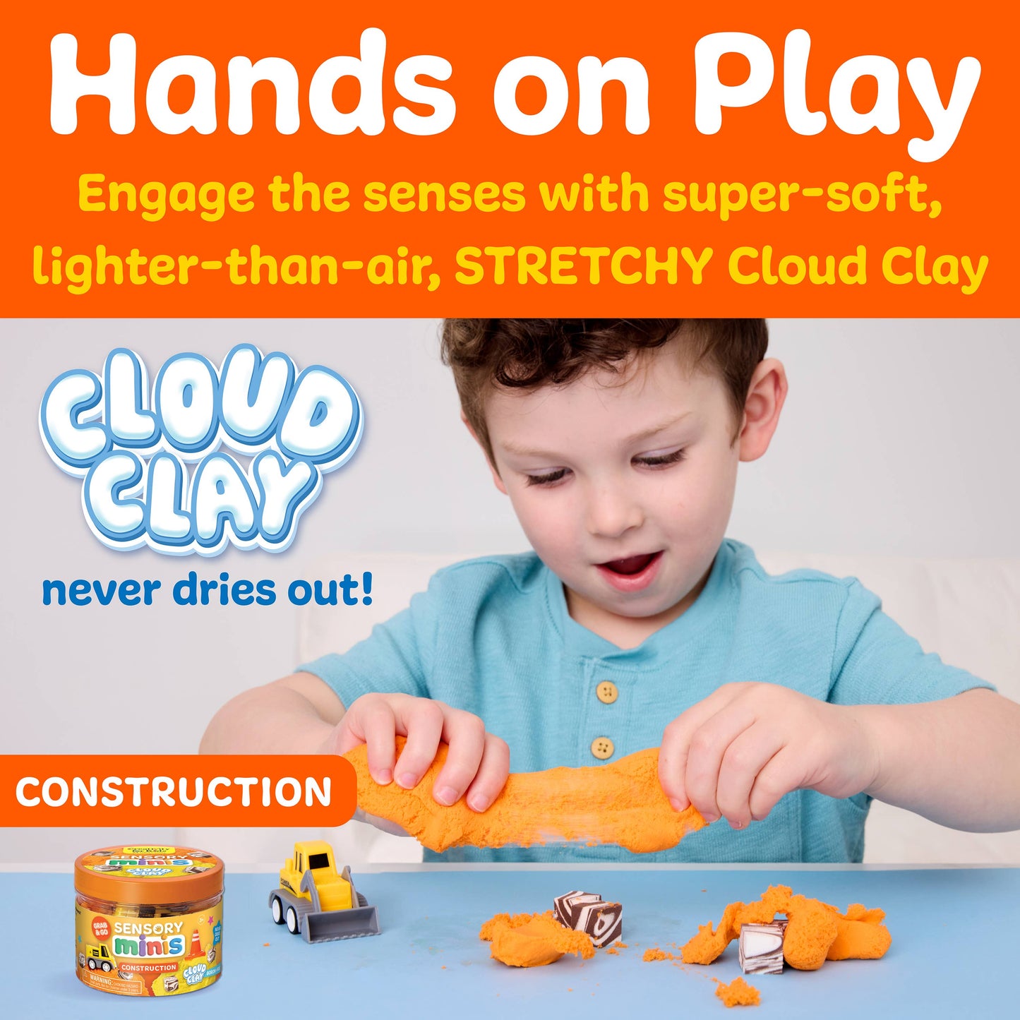 Sensory Mini Play Kit Jar with Cloud Clay: Construction