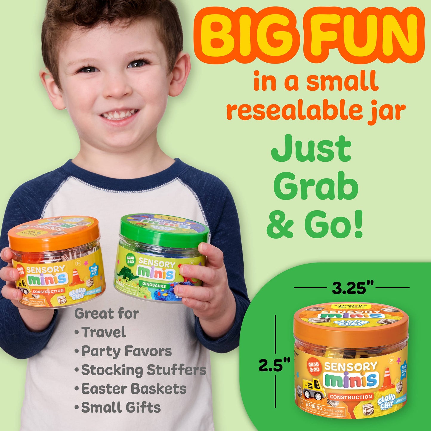 Sensory Mini Play Kit Jar with Cloud Clay: Construction