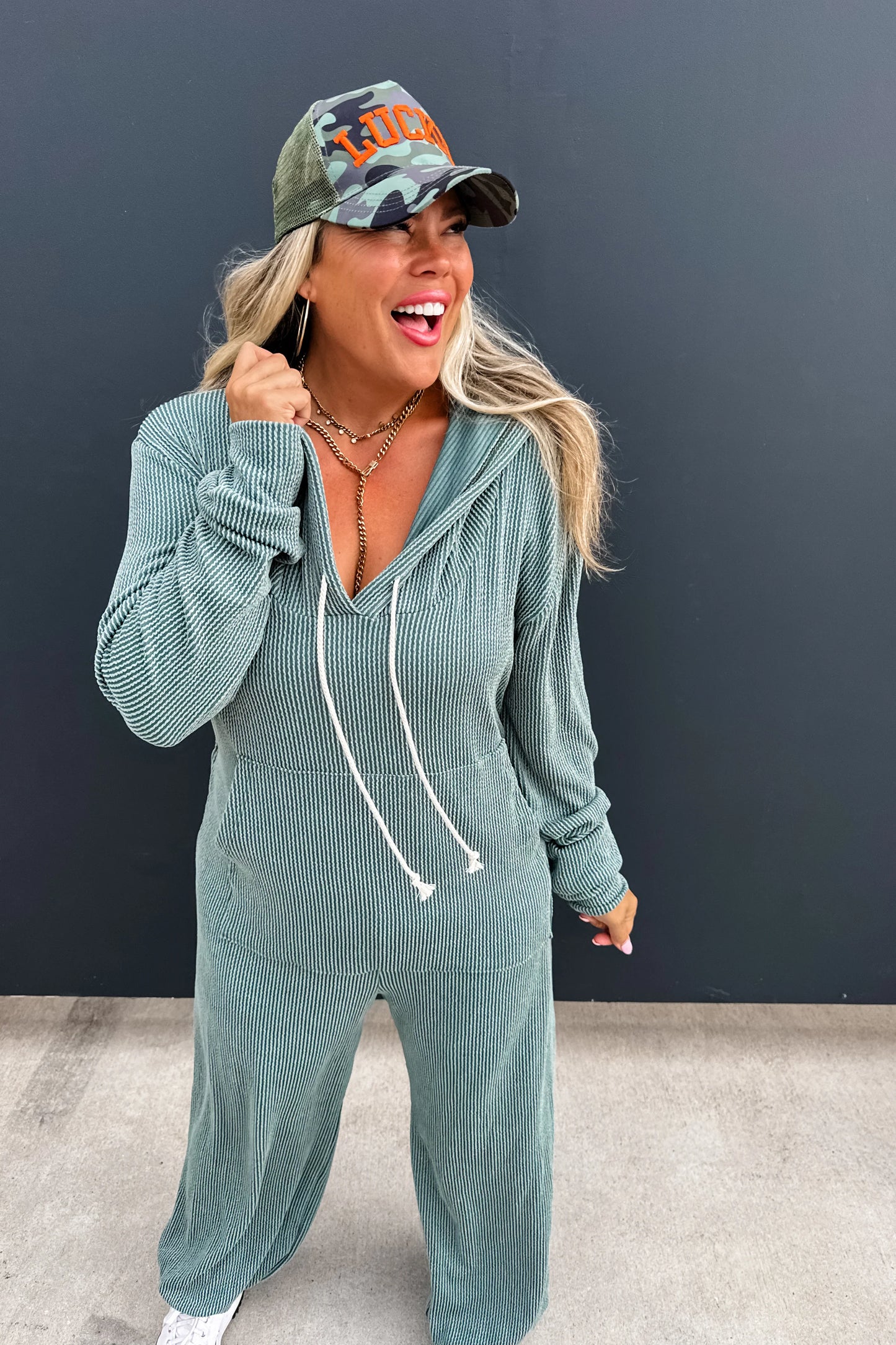 PREORDER - Ribbed Hayden Hoodie Jumpsuit