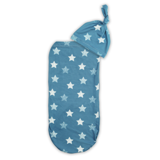 Cutie Cocoon™ Matching Cocoon & Hat Blue Stars