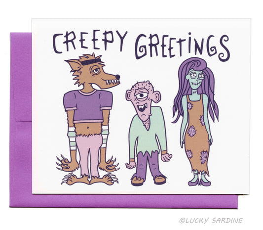 Halloween Monsters, Creepy Greetings Card