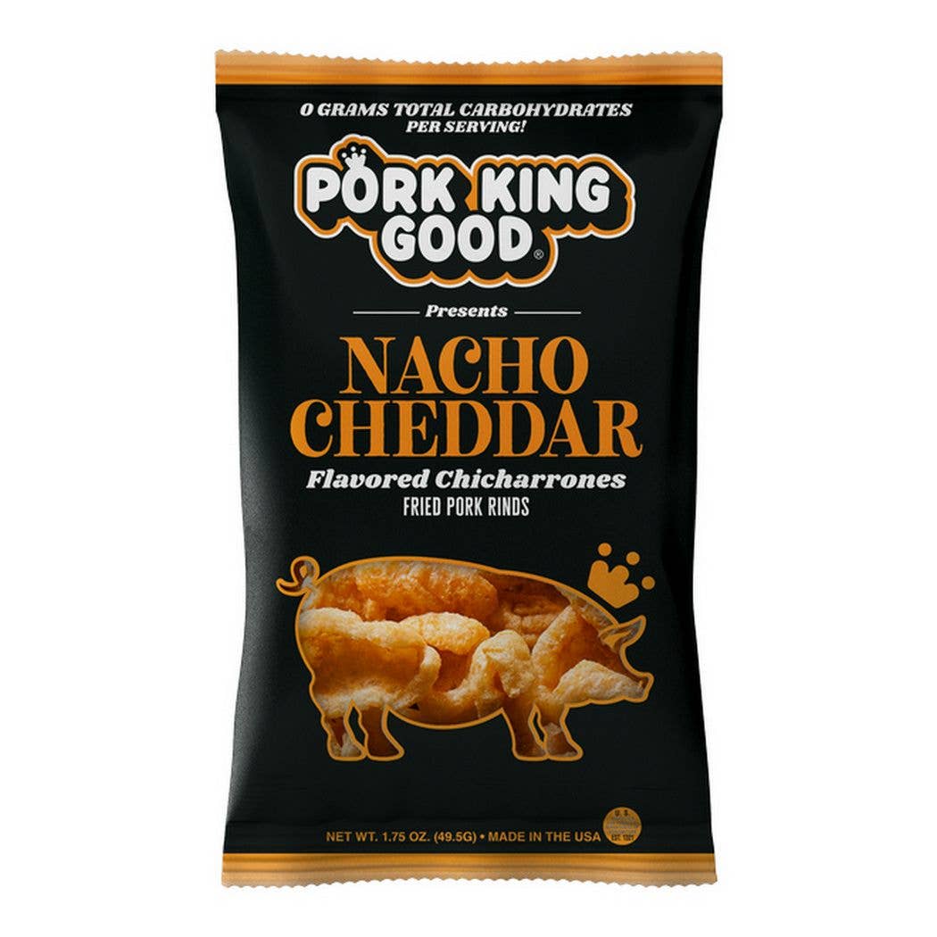 Pork King Good Nacho Cheddar Pork Rinds  1.75oz Bag