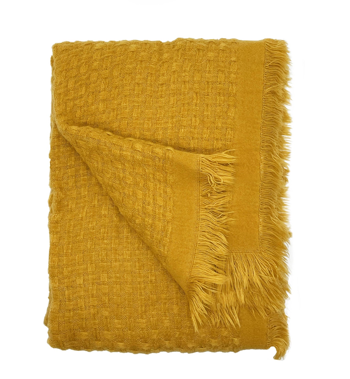 Waffle Weave Solid 50"X60" Throw Blanket with Fringe